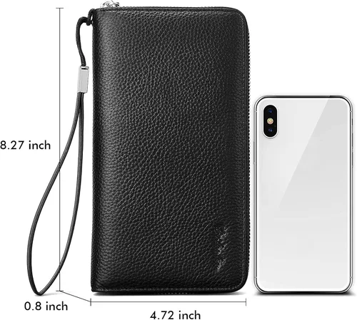 Miniatura 3 de BOSTANTEN - Carteras de cuero para mujer bloqueo de identificación por radio frecuencia RFID cierre de cremallera alrededor tarjetero cartera