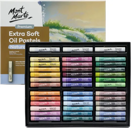 Miniatura 16 de Mont Marte Extra Soft Oil Pastels 72 piezas, colores brillantes surtidos, vibrantes y mantecosos, pasteles de arte versátiles para mezclar, Varios