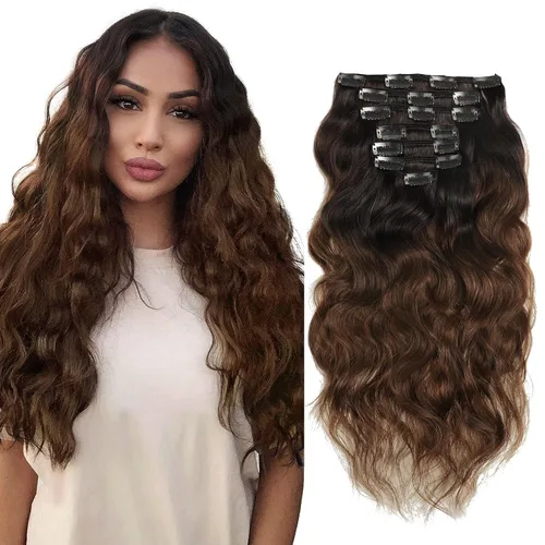 Miniatura 11 de Anrosa Extensiones de cabello humano con clip, cabello natural negro #1B, rizado en espiral, extensiones de cabello humano con clip para mujeres