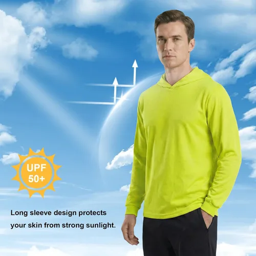 Miniatura 3 de HYCOPROT Hi Vis - Camisas de seguridad con capucha de alta visibilidad, manga larga, camisetas de trabajo de construcción, camisetas con capucha