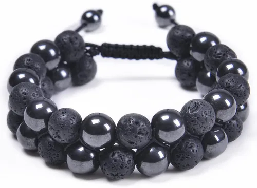Brazalete GelConnie de piedras de lava, 7 chakras, 0.32 pulgadas, piedra natural, para curación, alivio del estrés, yoga, ansiedad, aromaterapia,