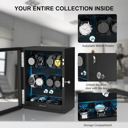 Miniatura 2 de Enrollador de reloj para relojes automáticos 68, bobinadoras automáticas con bloqueo con 4 almacenes de relojes adicionales, 4 modos de rotación