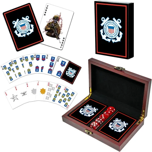 Miniatura 41 de Juego de regalo del ejército de los Estados Unidos Juego de cartas y dados Tarjetas de insignia de rango del ejército Regalos del ejército