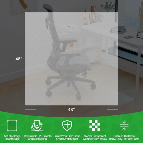 Miniatura 7 de 100pointONE Alfombrilla para silla de oficina para suelos de madera dura, alfombrilla para silla de computadora de fácil deslizamiento, protector