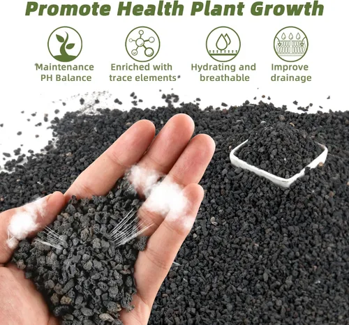 Miniatura 2 de Rocas de lava negras de 2.4 libras para plantas, suelo de roca volcánica hortícola de lava para drenaje de plantas de paisajismo, pequeña grava