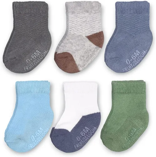 Fruit of the Loom Calcetines para Bebés y Niños Pequeños para Todo Clima - Calcetines de Tripulación de Algodón con Agarres para Niños, Niñas y