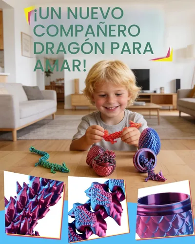 Miniatura 4 de Rapean Paquete de 6 huevos de dragón 3D impresos con dragón dentro, rellenos para cesta de Pascua, mini juguetes de misterio de cristal de Pascua