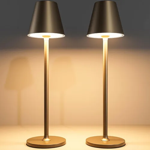 Miniatura 13 de Timjorman Lámpara de mesa LED inalámbrica, lámpara de escritorio con batería recargable de 4000 mAh, brillo de 3 niveles junto a la luz nocturna