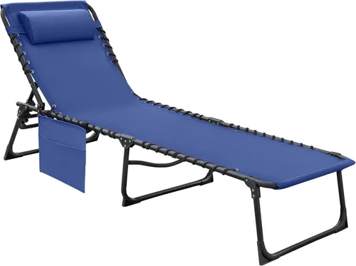 Miniatura 9 de Flamaker Silla Tumbona boca abajo ajustable de 5 posiciones para tomar el sol, silla de bronceado plegable con agujeros para la cara y los brazos
