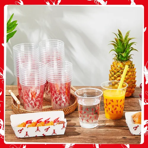 Miniatura 7 de Tanlade 50 tazas de plástico de 12 onzas para hervir cangrejos de langosta vasos desechables para fiestas de cangrejos para langosta, mariscos