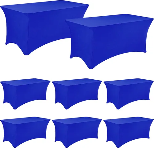 Miniatura 22 de Paquete de 2 manteles rectangulares de elastano de 6 pies, lavables, resistentes a las arrugas, para mesas plegables, bodas, fiestas, cumpleaños