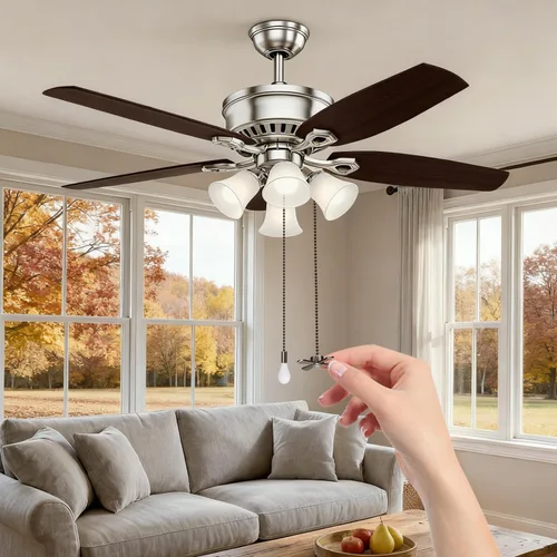 Miniatura 7 de SmoTecQ Extensor de cadena de ventilador de techo ultra largo, integrado con bombilla decorativa de vidrio esmerilado y cable de ventilador