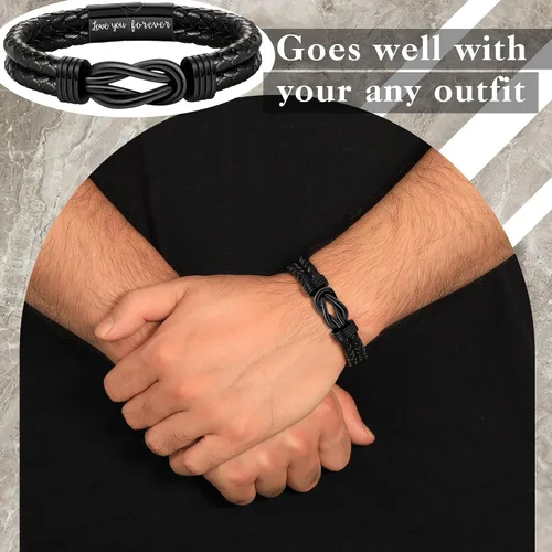 Miniatura 2 de BTYSUN Regalos para hombres, regalos del día de San Valentín para él, novio, marido, adolescentes, pulseras de cuero para hombres, regalos de amor