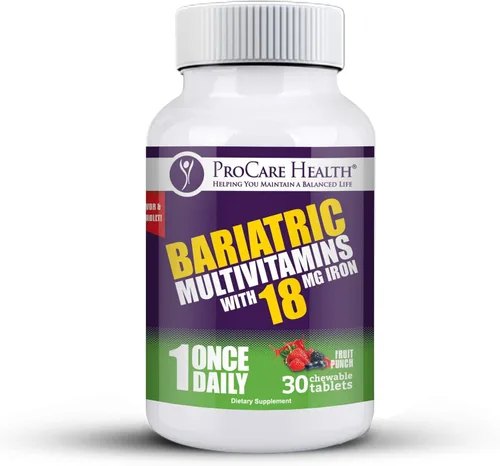 Miniatura 7 de ProCare Health Multivitamínico masticable bariátrico con hierro de 18 mg (30 tabletas) – Multivitamínico bariátrico con sabor a ponche de fruta