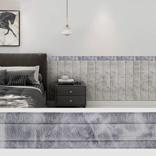 Miniatura 2 de Yutianli Moldura de Corona Despegar y Pegar Borde de Papel Tapiz Base de Pared Flexible Moldura Trim Zócalo de Vinilo Autoadhesivo Mármol Gris Gris