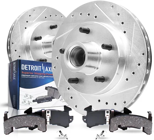 Miniatura 9 de Detroit Axle - Rotores de freno traseros perforados y ranurados + Reemplazo de calibrador de freno de disco trasero derecho para Acura TL Honda
