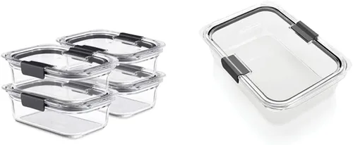 Miniatura 10 de Rubbermaid 2118315 Brilliance 1991158 - Recipientes de vidrio para almacenar alimentos de 8 tazas con tapas, paquete de 2 (4 piezas en total)