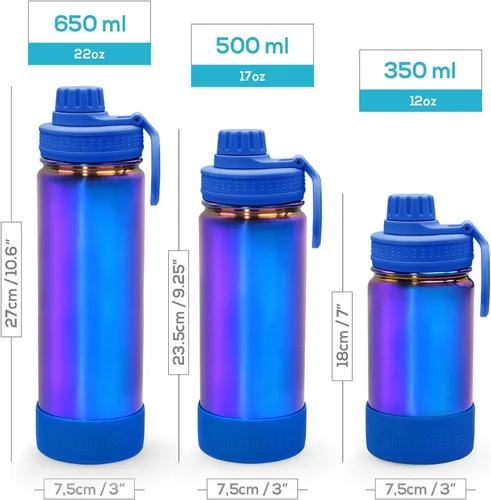 Miniatura 6 de CHILLOUT LIFE Botella de agua aislada para niños de 22 onzas para la escuela con tapa de boquilla a prueba de fugas y bonitas calcomanías Algodón