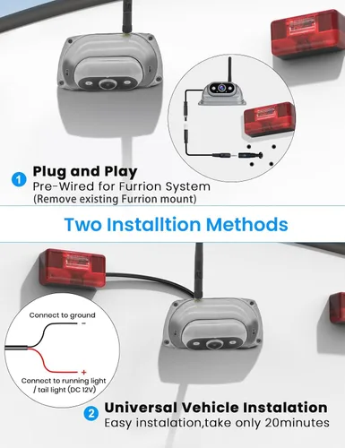 Miniatura 2 de Cámara de respaldo inalámbrica RV fácil de instalar: Plug & Play para Furrion RV precableada - 6.86 pulgadas 1080P IPS HD pantalla táctil sin