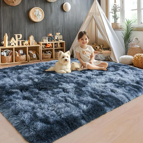 Miniatura 246 de Alfombras de área de 8x10 para sala de estar, alfombra shaggy grande ultra suave y esponjosa para dormitorio, alfombras de felpa mullida Blanco crema