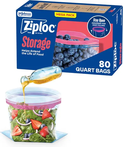 Miniatura 8 de Bolsas Ziploc de almacenamiento de alimentos Quart, fondo de pie, fáciles de llenar, 29 unidades (el empaque puede variar)