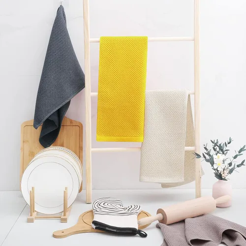 Miniatura 408 de Homaxy Trapos de cocina de 100% algodón, tejido de punto gofre, ultrasuaves, absorbentes y de secado rápido, 12 x 12 pulgadas, paquete de 6, blanco