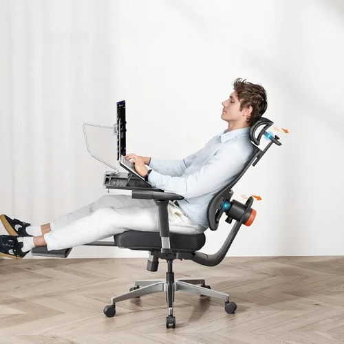 Miniatura 2 de Newtral Silla ergonómica de oficina en casa, silla de escritorio con reposapiés, respaldo y reposacabezas de seguimiento automático, reposabrazos