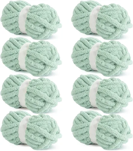 Miniatura 41 de HOMBYS Hilo de Chenille Grueso Carbón para Crochet, Hilo Grueso Espeso y Esponjoso para Tejer, Hilo Súper Grueso para Tejer Mantas a Mano, Hilo