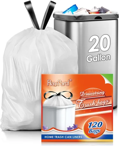 Miniatura 14 de 120 bolsas de basura pequeñas con cordón de 2.6 galones, bolsas de plástico pequeñas y fuertes para botes de basura de 7.5 a 10 litros