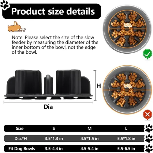 Miniatura 4 de Inserto de Cuenco para Perros de Rompecabezas de Silicona Suave Anti-Asfixia, Comedero Antideslizante de Alimentación Lenta para Cuencos Elevados