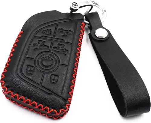 Miniatura 3 de Funda de cuero para llavero con control remoto inteligente de 6 7 botones para Chevrolet Chevy Corvette C8 2020 2021 2022 2023 (negro, 7 botones)