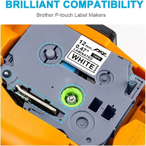 Miniatura 3 de Cinta de etiquetas de repuesto compatible para Brother TZe-231 TZe-131 TZe-431 TZe-531 TZe-631 TZe-731 0.472 in 0.47 Laminada