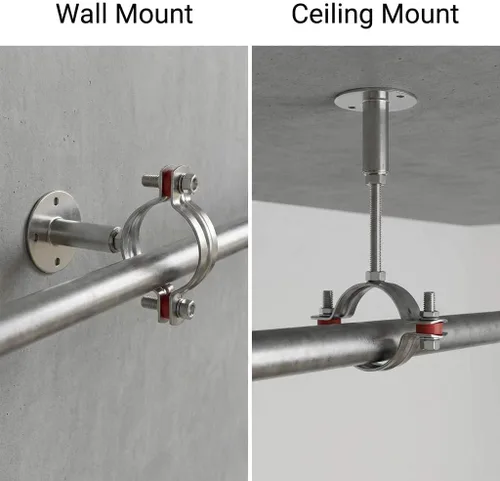 Miniatura 4 de QWORK Soporte de montaje en pared y techo de tubo de diámetro exterior ajustable de 2 pulgadas - Abrazadera de soporte inoxidable para varillas