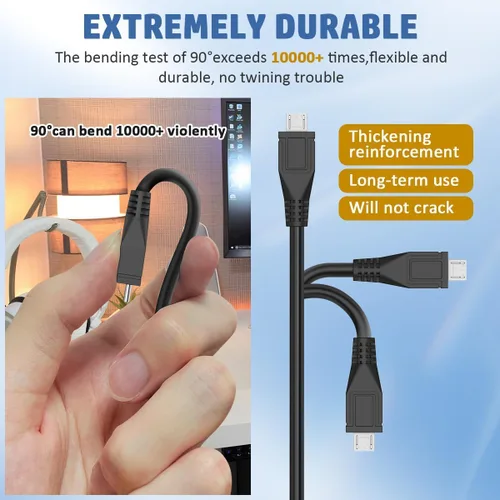 Miniatura 5 de EAGLEGGO Cable de carga micro USB (6.6 ft), para Astro MIXAMP PRO TR, USB 2.0, 6.5 pies, negro