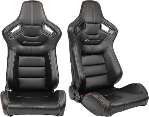 FREEMOTOR802 Asientos universales de carreras, asientos deportivos reclinables con control deslizante de doble bloqueo ajustables, 1 par (lado del