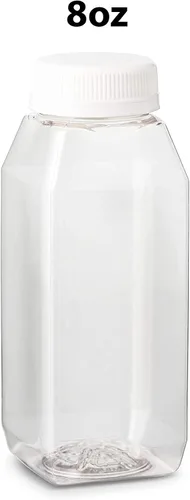 Miniatura 4 de 8 Oz. Empty Clear PET botellas plásticas de jugo con tapa por MT Products - Set de 12 botellas y 12 tapas
