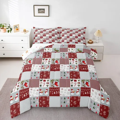 Miniatura 17 de Juego de edredón de Navidad de dibujos animados para niños, tamaño individual, juego de ropa de cama Kawaii de Papá Noel, pingüino, ciervo