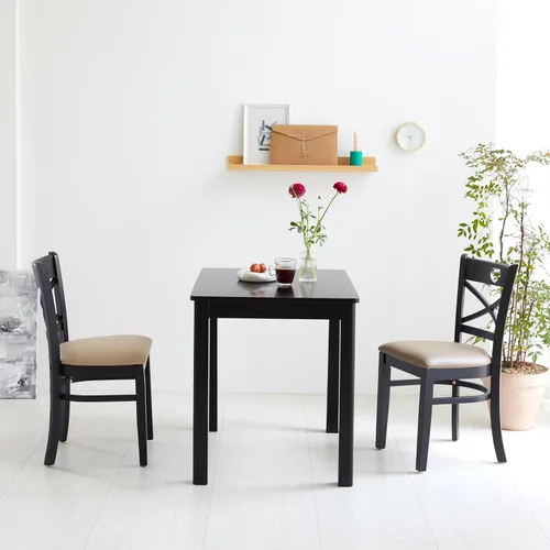 Miniatura 3 de Livinia Cabin 33.5" Mesa de comedor de madera/Mesa de cocina rectangular pequeña moderna de madera maciza de estilo granja (negra)