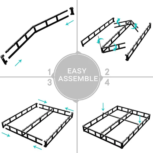 Miniatura 4 de Vehowy Base de resorte de 4 pulgadas para cama king, base de resorte solo tamaño king, base de colchón de servicio pesado, base de cama de metal
