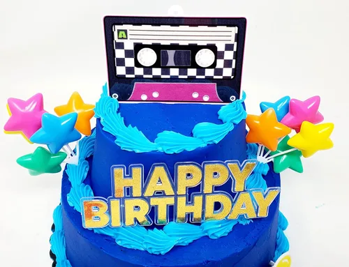 Miniatura 3 de Juego de 7 piezas de decoración de pastel de cumpleaños con temática retro de los años 80