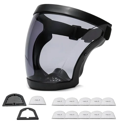 Miniatura 16 de Anti-niebla de cara completa Escudos activos Protección expresión visible transparente transpirable cómodo adultos reutilizable (negro, 5PCS)