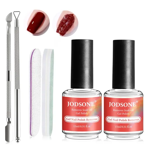 Miniatura 14 de JODSONE Juego de 3 piezas de 10 ml de capa superior y base de esmalte de uñas con removedor de gel; removedor de uñas de gel para remoción rápida