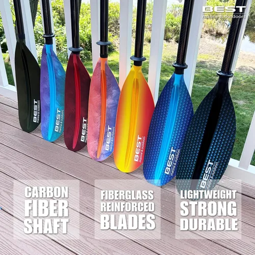 Miniatura 4 de Best Marine and Outdoors Carbon Fiber Kayak Paddle for Adults – Lightweight 2-Piece Paddle with Fiberglass Reinforced Blades, Adjustable Feather