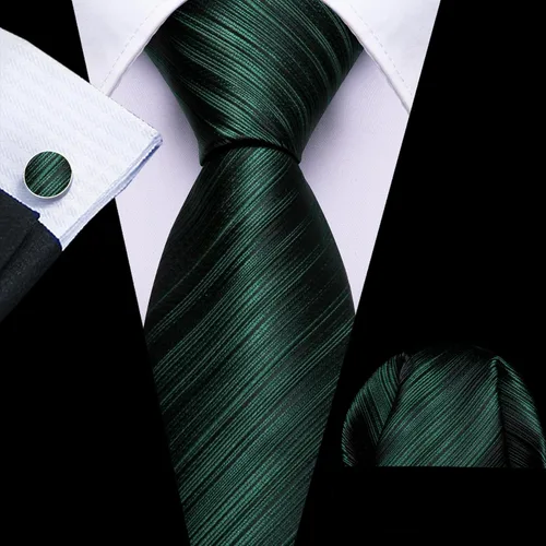 Miniatura 390 de Barry.Wang Juego de corbatas para hombre, corbata de seda a rayas, tejido a cuadros, gemelos formales, negocios, boda