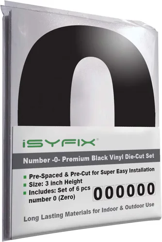 Miniatura 76 de iSYFIX Calcomanías de vinilo negro con el número 7 (siete), paquete de 6 calcomanías autoadhesivas de 7 pulgadas, calcomanías troqueladas y Negro