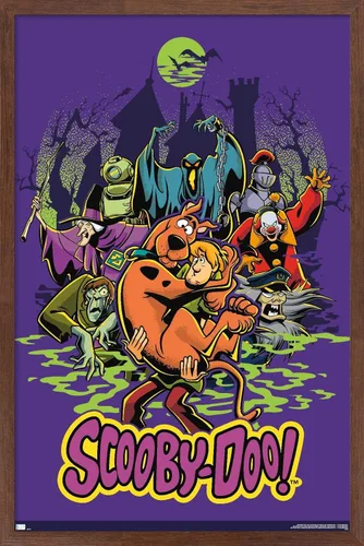 Miniatura 5 de Scooby-Doo - Póster de pared del grupo de villanos, 22.4 pulgadas de largo x 14.7 pulgadas de ancho, versión enmarcada de madera de granero