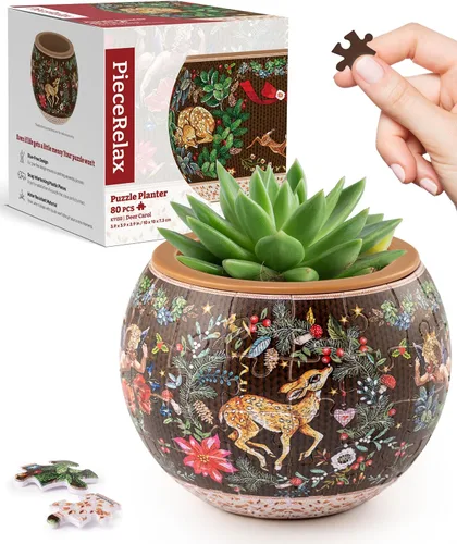 Miniatura 21 de PieceRelax Rompecabezas 3D Maceta 80 Piezas - Abundancia de Otoño, Macetas de Flores de Decoración del Hogar para Cactus de Interior, Macetas
