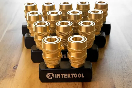 Miniatura 7 de INTERTOOL Colector divisor de aire de 3 vías, 1/4" NPT, conectores de acoplamiento rápido de latón, bloque recto PT08-1855