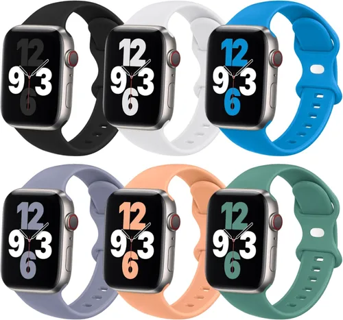 Miniatura 19 de Paquete de 6 correas deportivas compatibles con Apple Watch Band de 1.496 in 1.575 in 1.614 in 1.654 in 1.732 in 1.772 in 1.811 in 1.929 in