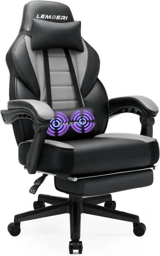 Miniatura 9 de LEMBERI Sillas de juegos para adultos, sillas ergonómicas de videojuegos con reposapiés, silla de juegos grande y alta, capacidad de peso de 400
